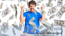  Presentation with rock music - Presentation design consisting of young-handsome-man-with-curly background and a light blue colored foreground