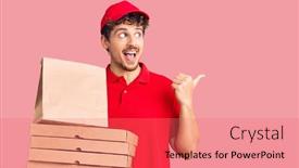  Presentation with pizza delivery - Amazing slide set having young-handsome-man-with-curly backdrop and a coral colored foreground