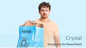  Presentation with recycling paper - Amazing PPT theme having young-handsome-man-with-curly backdrop and a arctic colored foreground