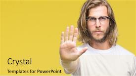  Presentation with horse hair - Amazing slide set having young handsome man with long backdrop and a  colored foreground