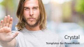  Presentation with long hair man - PPT layouts consisting of young handsome man with long background and a  colored foreground