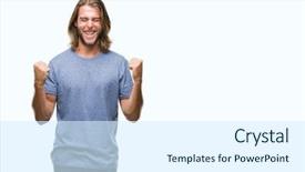  Presentation with long hair man - Beautiful presentation theme featuring young handsome man with long backdrop and a sky blue colored foreground