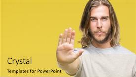  Presentation with long hair man - Slides enhanced with young handsome man with long background and a  colored foreground