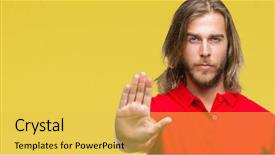  Presentation with hair colouring - Colorful presentation theme enhanced with young handsome man with long backdrop and a  colored foreground