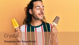  Presentation with long hair man - Theme with young-handsome-man-with-long background and a coral colored foreground