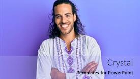  Presentation with long hair man - Theme enhanced with young-handsome-man-with-long background and a light blue colored foreground