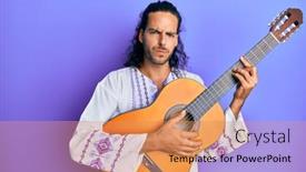  Presentation with classical guitar - Slide deck enhanced with young-handsome-man-with-long background and a coral colored foreground