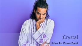  Presentation with bohemian - Presentation with young-handsome-man-with-long background and a light blue colored foreground