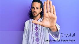 Presentation with bohemian - Colorful presentation theme enhanced with young-handsome-man-with-long backdrop and a light blue colored foreground