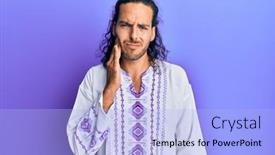  Presentation with bohemian - Presentation theme consisting of young-handsome-man-with-long background and a light blue colored foreground