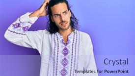  Presentation with bohemian - Colorful presentation enhanced with young-handsome-man-with-long backdrop and a light blue colored foreground