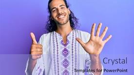  Presentation with bohemian - Slide deck enhanced with young-handsome-man-with-long background and a light blue colored foreground