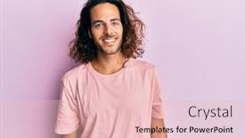  Presentation with long hair man - PPT theme featuring young-handsome-man-with-long background and a lemonade colored foreground