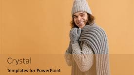  Presentation with long hair man - PPT theme consisting of young-handsome-man-with-long background and a gold colored foreground