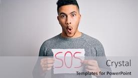  Presentation with fear - Amazing presentation theme having young-handsome-man-with-problem backdrop and a light gray colored foreground