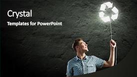  Presentation with recycle glass waste for recycling - Slides featuring young handsome man with recycle background and a  colored foreground