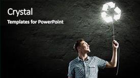  Presentation with recycle - Colorful PPT theme enhanced with young handsome man with recycle backdrop and a  colored foreground