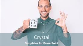  Presentation with coffe - PPT layouts featuring young-handsome-man-with-tattoo background and a seafoam green colored foreground