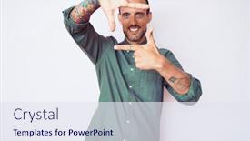  Presentation with tattoo - Beautiful PPT layouts featuring young-handsome-man-with-tattoo backdrop and a sky blue colored foreground