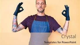  Presentation with barber - Slide deck consisting of young-handsome-man-with-tattoo background and a lemonade colored foreground