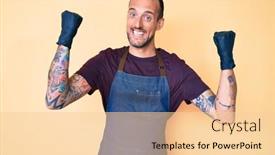  Presentation with barber - Presentation design consisting of young-handsome-man-with-tattoo background and a lemonade colored foreground