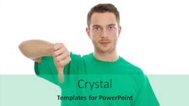  Presentation with young man on the phone - Beautiful PPT theme featuring young-handsome-man-with-thumb backdrop and a teal colored foreground