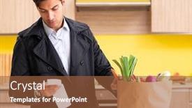  Presentation with vegetables - Colorful slide deck enhanced with young-handsome-man-with-vegetables backdrop and a tawny brown colored foreground
