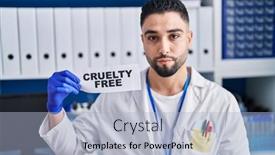  Presentation with scientist - Presentation design enhanced with young-handsome-man-working background and a light blue colored foreground