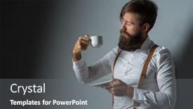  Presentation with tea coffee - Amazing slides having barber drinks - young handsome man backdrop and a gray colored foreground