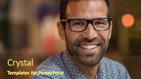  Presentation with entrepreneur - Cool new slide deck with young-handsome-man backdrop and a tawny brown colored foreground