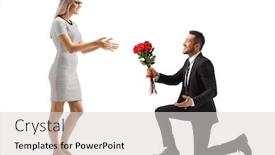  Presentation with kneeling - Beautiful presentation theme featuring young-handsome-man backdrop and a light gray colored foreground