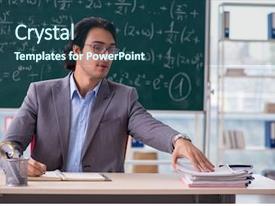 Math Class Clipart Young Handsome Math Teacher In Classroom PPT Template | CrystalGraphics #1