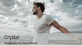  Presentation with my role model - Presentation theme with young handsome model posing background and a light gray colored foreground