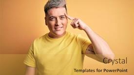  Presentation with great idea - PPT theme enhanced with young-handsome-modern-man-wearing background and a yellow colored foreground