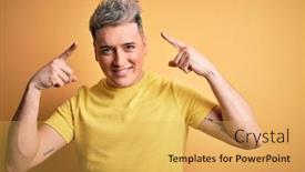  Presentation with thought - Beautiful slides featuring young-handsome-modern-man-wearing backdrop and a yellow colored foreground