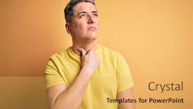  Presentation with sore throat - Slide set with young-handsome-modern-man-wearing background and a yellow colored foreground