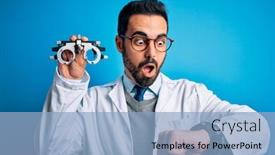  Presentation with optical - PPT theme enhanced with young-handsome-optical-man background and a light blue colored foreground