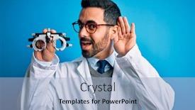  Presentation with optometry - Slide deck consisting of young-handsome-optical-man background and a light blue colored foreground