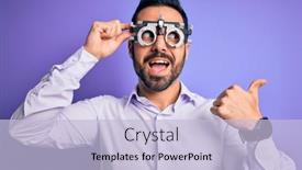  Presentation with optometry - PPT theme enhanced with young-handsome-optical-man background and a light blue colored foreground