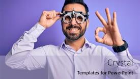  Presentation with beard - Presentation featuring young-handsome-optical-man background and a light blue colored foreground