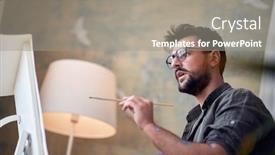 Presentation with atmosphere - Presentation theme enhanced with young-handsome-painter-caught background and a gray colored foreground