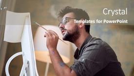  Presentation with paint - Cool new presentation with young-handsome-painter-focused backdrop and a gray colored foreground