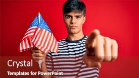  Presentation with independence day - Amazing presentation having young-handsome-patriotic-man-holding backdrop and a tawny brown colored foreground