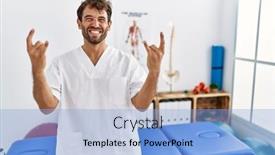  Presentation with rock music - Presentation having young-handsome-physiotherapist-man-working background and a light blue colored foreground