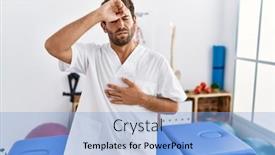  Presentation with flu virus - Theme with young-handsome-physiotherapist-man-working background and a light blue colored foreground