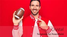  Presentation with rugby - Slide set featuring young-handsome-player-man-playing background and a red colored foreground