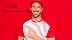  Presentation with baseball player - Colorful presentation theme enhanced with young-handsome-player-man-wearing backdrop and a dark gray colored foreground