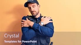  Presentation with confident love - Theme featuring young-handsome-policeman-wearing-police background and a navy blue colored foreground