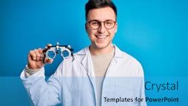  Presentation with blue professional - Beautiful PPT layouts featuring young-handsome-professional-optic-man backdrop and a teal colored foreground