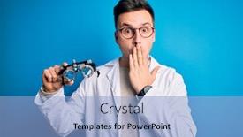  Presentation with blue professional - Slides consisting of young-handsome-professional-optic-man background and a light blue colored foreground